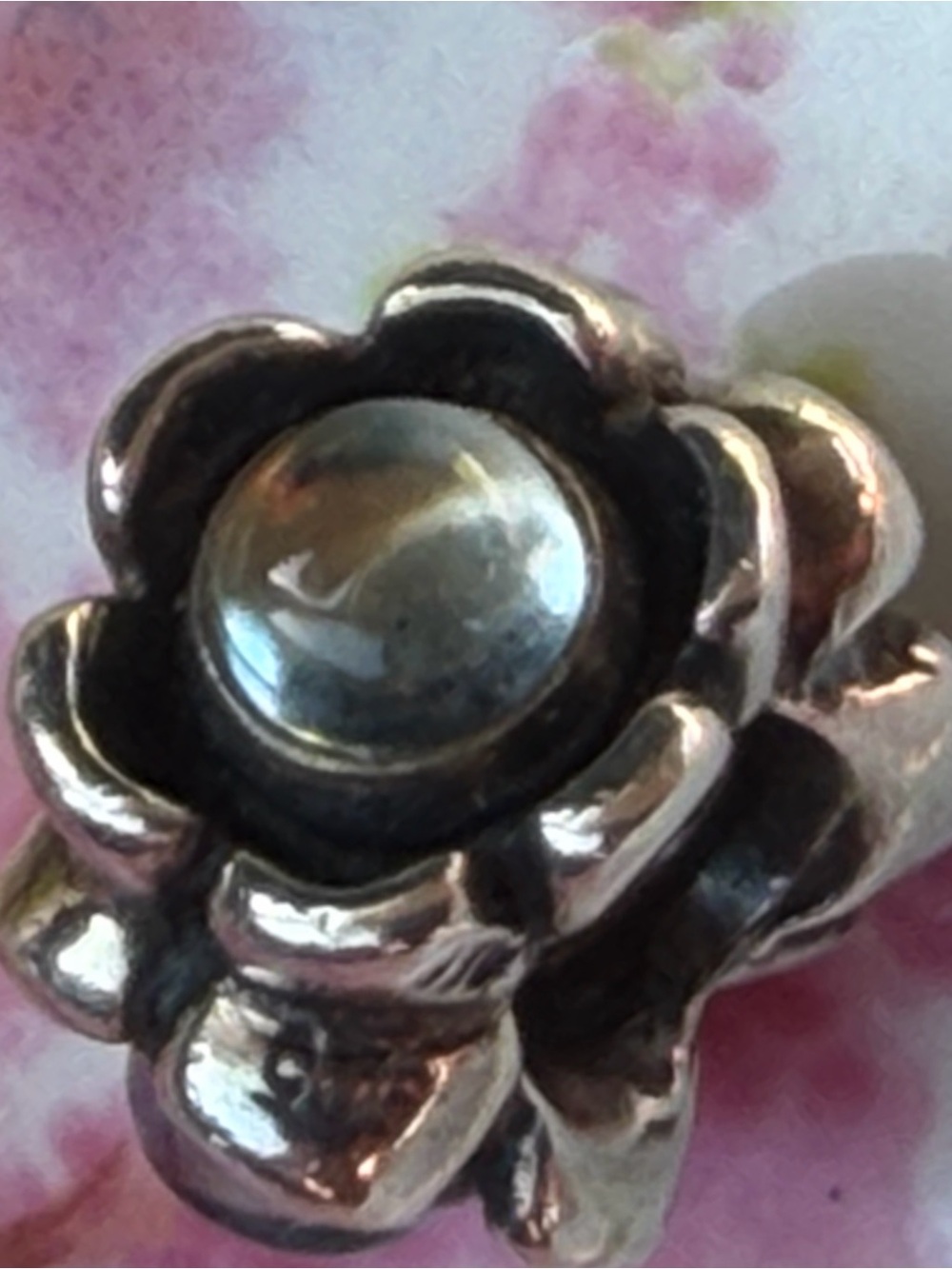 Authentic Pandora Morning Glory Moonstone Flower Silver Charm